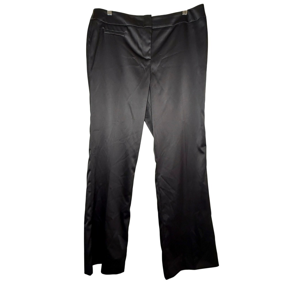 JS Boutique Petite Black Satin Dress Pants Women's 12P Flare Evening Formal